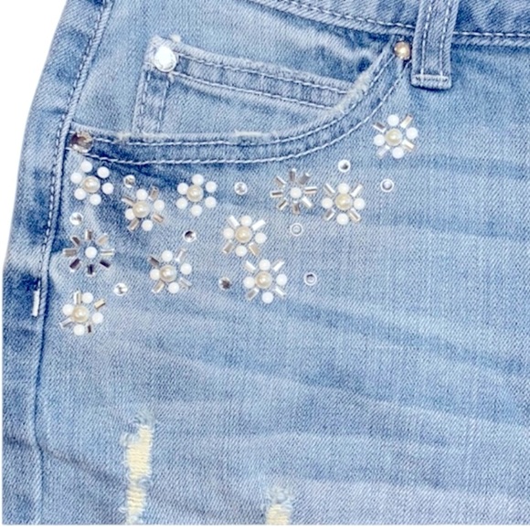 Jennifer Lopez Blue Jean Shorts Distressed Mid-Rise - Picture 2 of 4